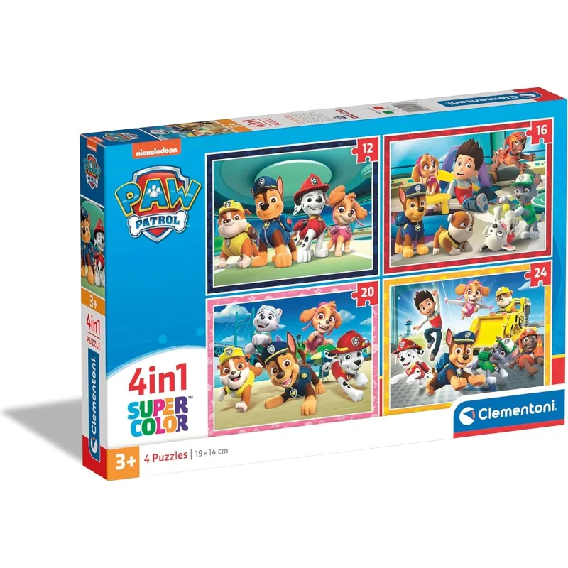 Puzzle pre deti Clementoni sada 4v1 Tlapková patrola 12,16,20,24 dielikov