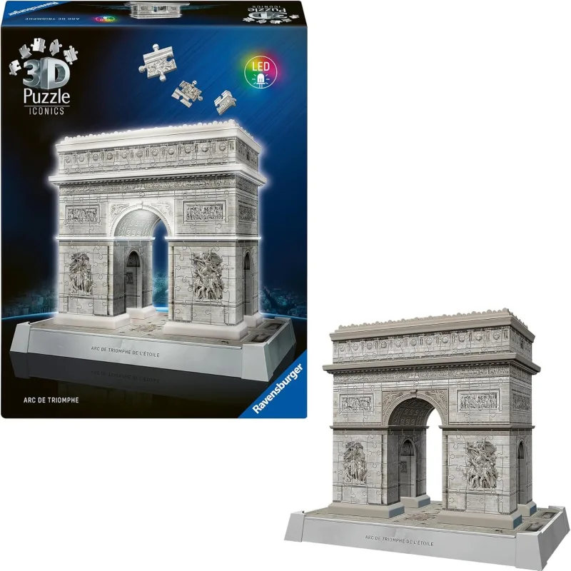 Svietiace 3D puzzle Ravensburger Iconics: Víťazný oblúk (Nočná Edícia) 255 dielikov