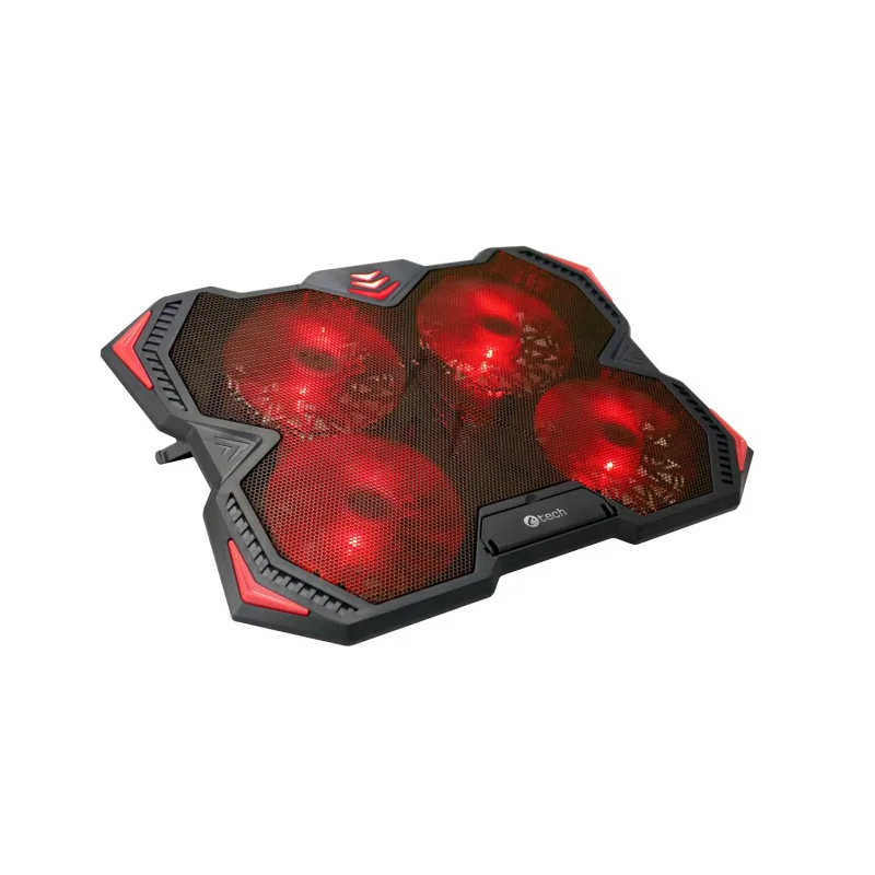 Chladící podložka C-TECH Zefyros (GCP-01R), casual gaming, 17,3", červené podsvícení, regulace otáče GCP-01R