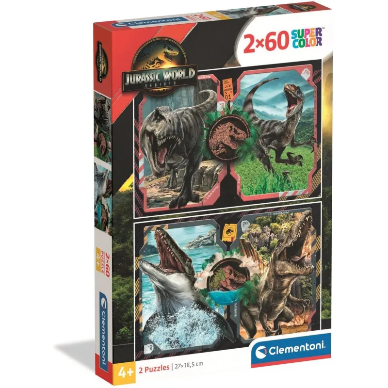 Puzzle pre deti Clementoni 2x60 dielikov Jurský svet: Znovuzrodenie 2v1