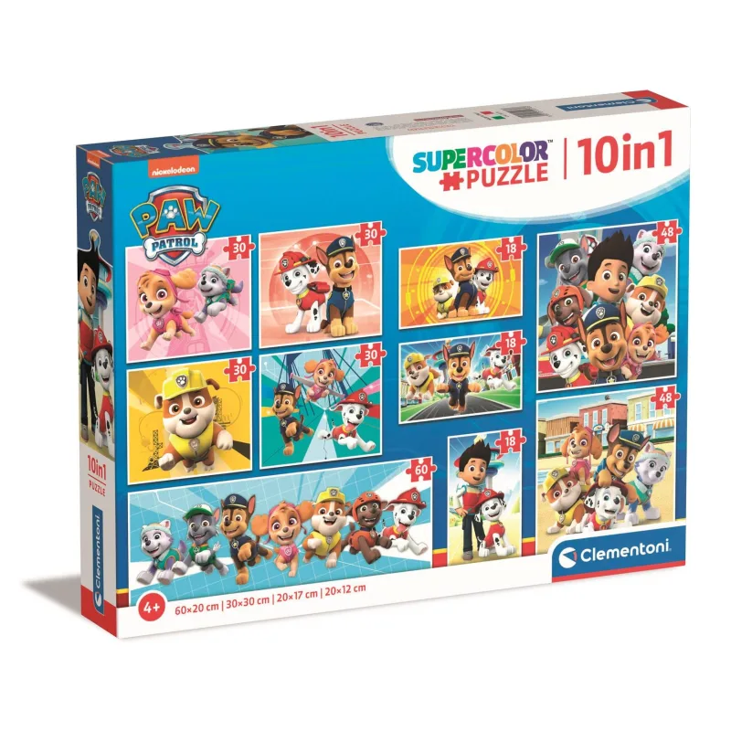 Puzzle pre deti Clementoni sada 10v1 Tlapková patrola 18,30,48,60 dielikov