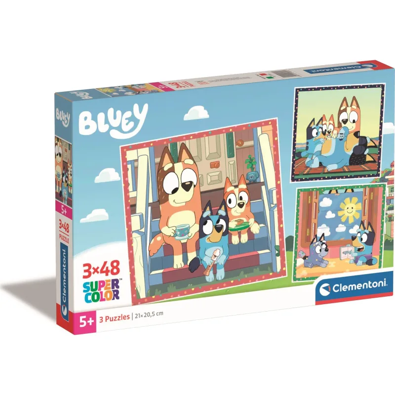 Detské puzzle Clementoni 3x48 dielikov Bluey 3v1