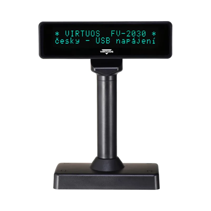 VIRTUOS VFD zák.displej FV-2030B 2x20, 9mm,USB, černý EJG1003