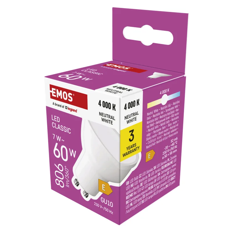 EMOS LED CLS MR16 7W(60W) 806 lm GU10 NW 1525730419