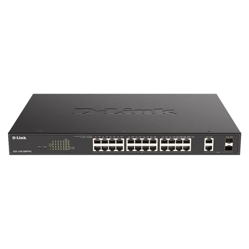 D-Link DGS-1100-26MPV2/E26-Port PoE+ Gigabit Smart Man. Switch, 370W DGS-1100-26MPV2/E
