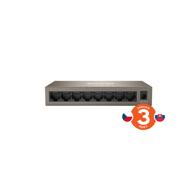Tenda TEG1008M 8-port Gigabit Switch, 8x 10/100/1000 Mb/s, Fanless, MAC 4K, napájení AC/DC, i na zeď 75011833