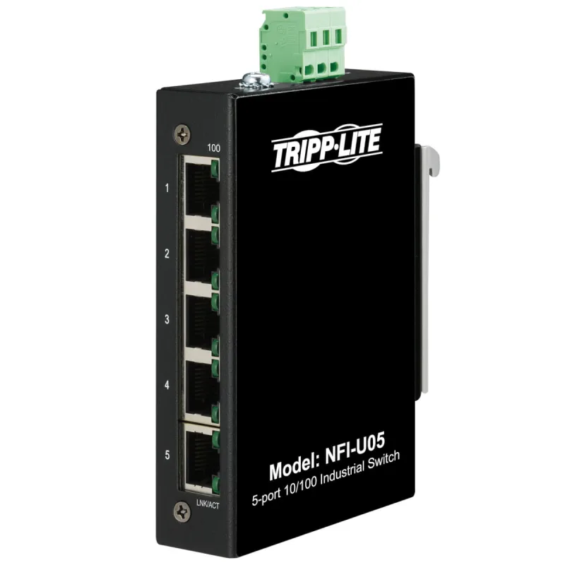 EATON Tripplite Přepínač 5x zdroj Unmanaged Ethernet Switch, 10/100Mb/s, -40°…75°C, montáž DIN / deska NFI-U05