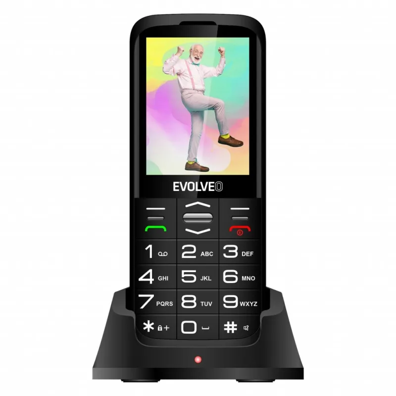EVOLVEO EasyPhone XO, mobilní telefon pro seniory s nabíjecím stojánkem (černá barva) EP-630-XOB