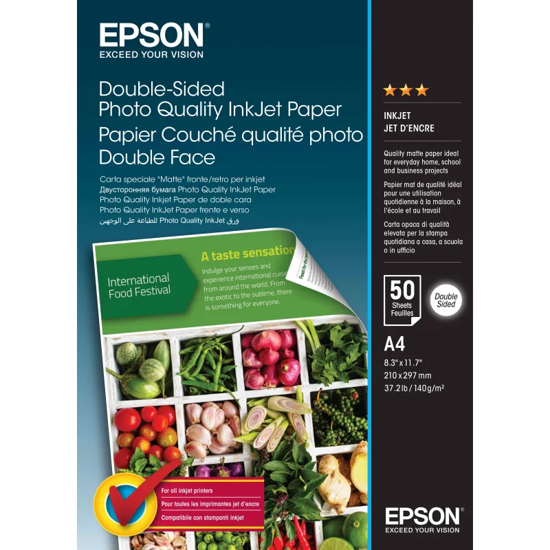 EPSON Double-Sided Photo Quality Inkjet Paper,A4,50 sheets C13S400059