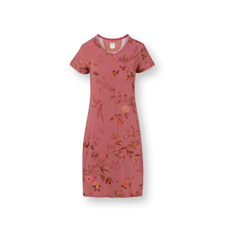 Pip Studio Djoy noční košile Bodhi Flower, tmavě růžová