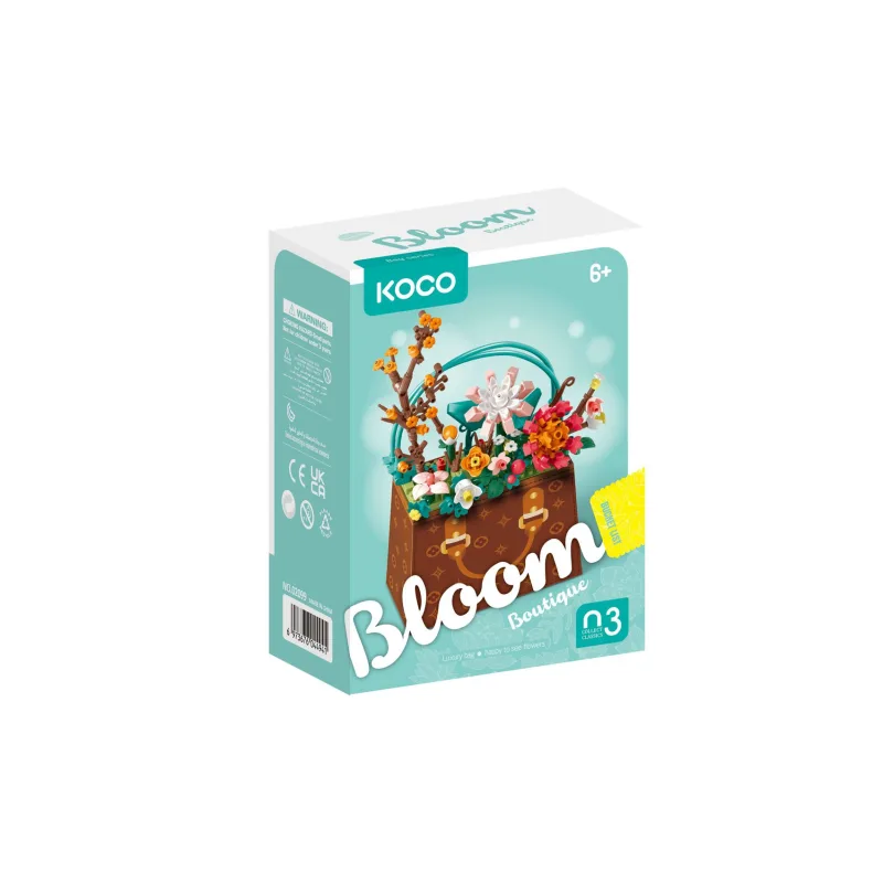 KOCO Stavebnica mini KOCO Kvetina v kabelke plast 267ks v krabičke 11x15x6cm