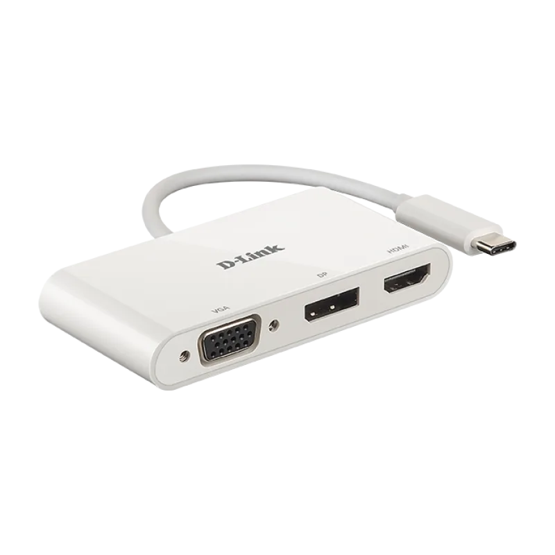 D-Link 3-in-1 USB-C to HDMI/VGA/DisplayPort Adapter DUB-V310