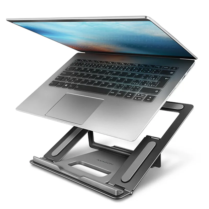 AXAGON STND-L, kovový stojan pro notebooky 10"-17.3", 4 nastavitelné výšky, šedý STND-L