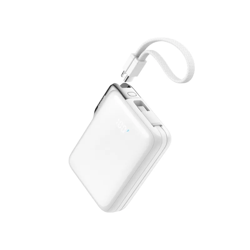 Powerbanka Joyroom JR-PBF27 Pro 10 000 mAh 30 W so vstavaným káblom USB-C a dodatočným obojsmerným káblom USB-C na Lightning – biela