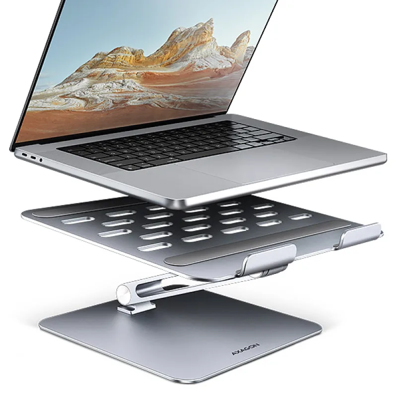 AXAGON STND-LQ, hliníkový HQ stojan pro notebooky 10"-17.3", nastavitelná výška a úhel, šedý STND-LQ