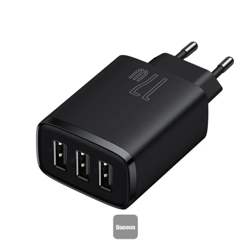 NONAME Baseus nabíječka do sítě Compact 3xUSB 17W černá 6932172606961