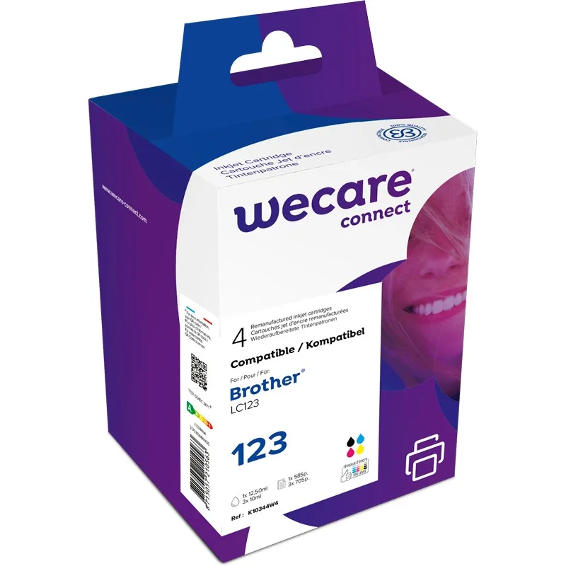 WECARE ARMOR ink sada kompatibilní s BROTHER LC-123 VAL BP, černá/CMY K10344W4