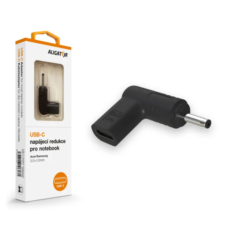Aligator USB-C napájecí redukce 3,0 x 1,0 mm pro notebooky Acer/Samsung CONT006
