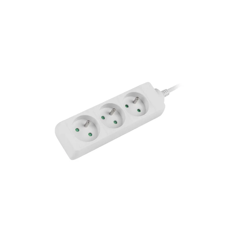 NATEC Prodlužovací kabel Lanberg PS0, 3 zásuvky, 1,5m, bílá PS0-03E-0150-W