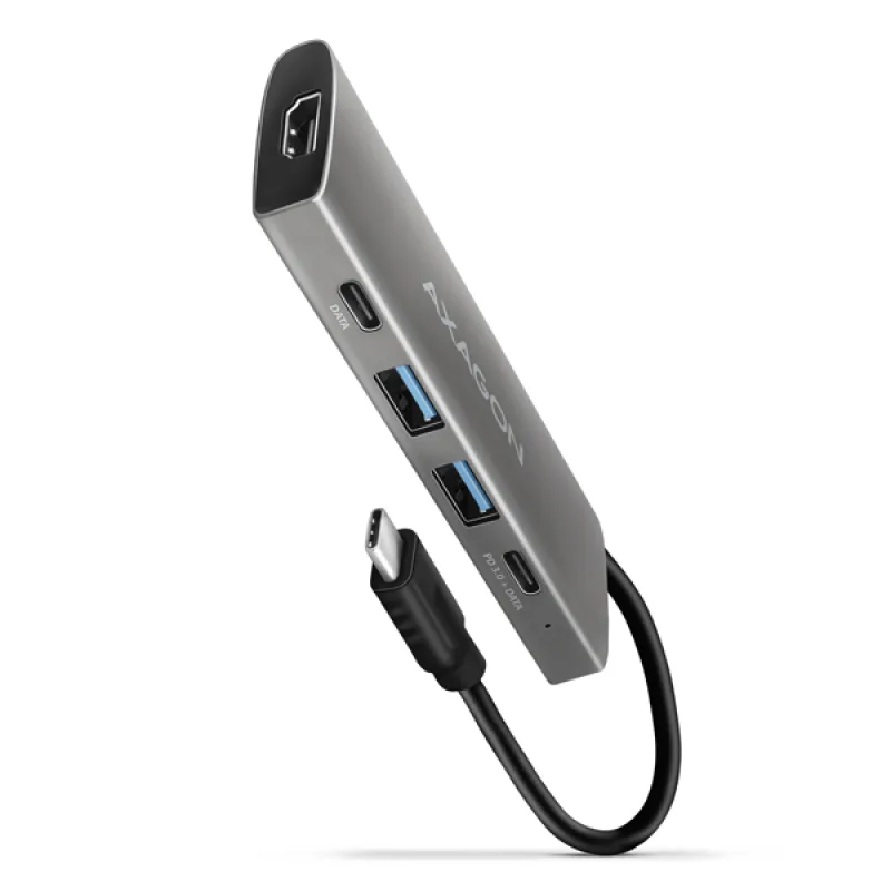 AXAGON HMC-5G21, USB 10Gb/s hub, porty 2x USB-A, 2x USB-C, HDMI 4k/30, PD 60W, kabel USB-C 13cm HMC-5G21