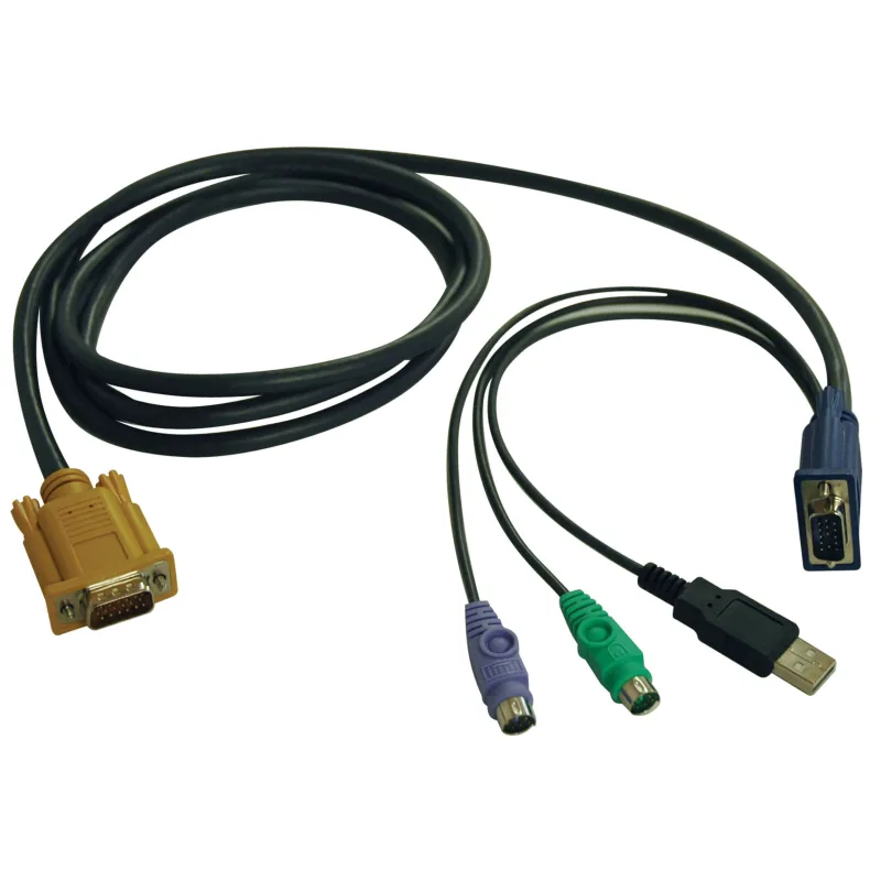 EATON Kabel pro připojení přepínače KVM (řada B020,B022), HD15+PS2+USB-A/HD15 (Samec/Samec), 1.83m P778-006