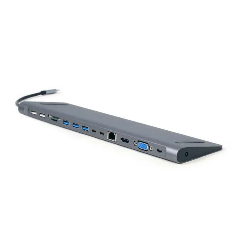 Gembird USB-C 9v1 multiport USB + HDMI + VGA + PD + čtečka karet + LAN + audio A-CM-COMBO9-01