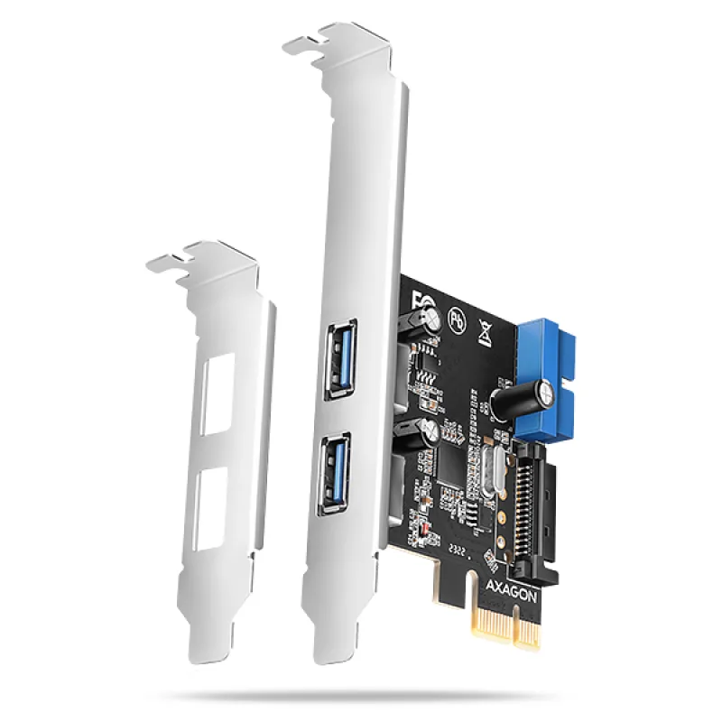 AXAGON PCEU-232RS, PCIe řadič, 2+2x USB 5Gbps port, SATA napájení, Renesas PD720201, SP & LP PCEU-232RS