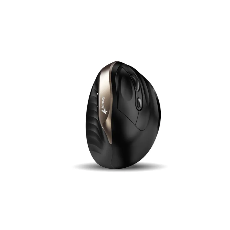 Genius Ergo 8250S/Vertikální/Optická/Pro praváky/1 600 DPI/Bezdrátová USB/Černá-zlatá 31030031400