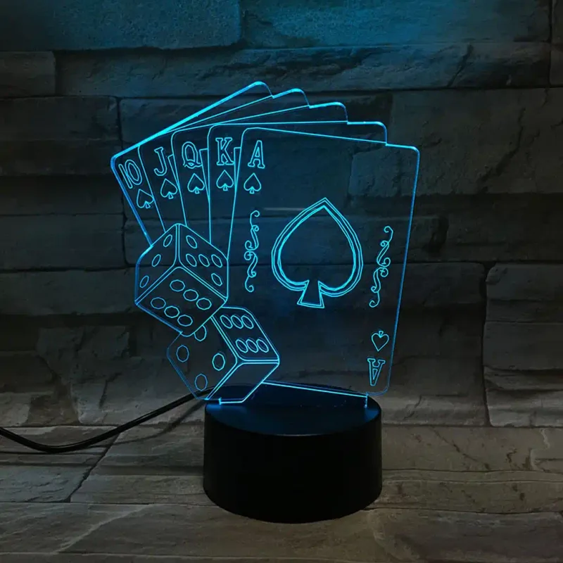 3Dmix 3DL-CRK019 – 3D LED nočná lampa - Poker (Karty a kocky) (Crack základňa)