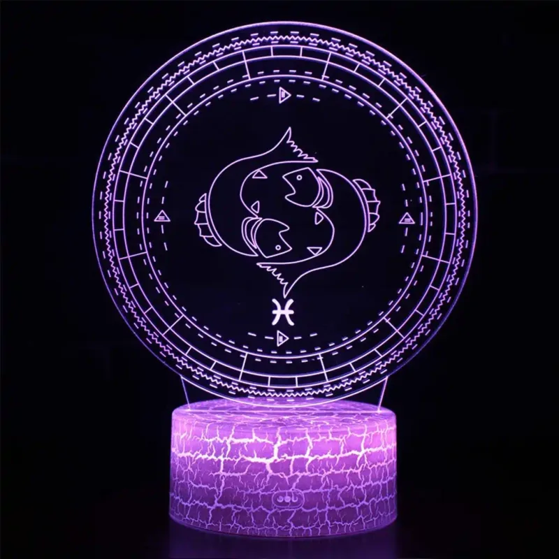 3Dmix 3DL-WD080 – 3D LED nočná lampa - znamenie zverokruku Ryby (Wood)