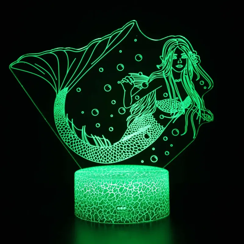 3Dmix 3DL-DRGB024 – 3D LED nočná lampa - Morská Panna (Dual RGB)
