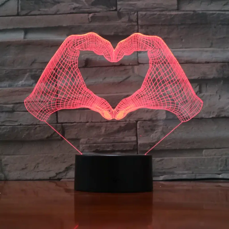 3Dmix 3DL-SMRT013 – 3D LED nočná lampa - Srdce z rúk (Smart)