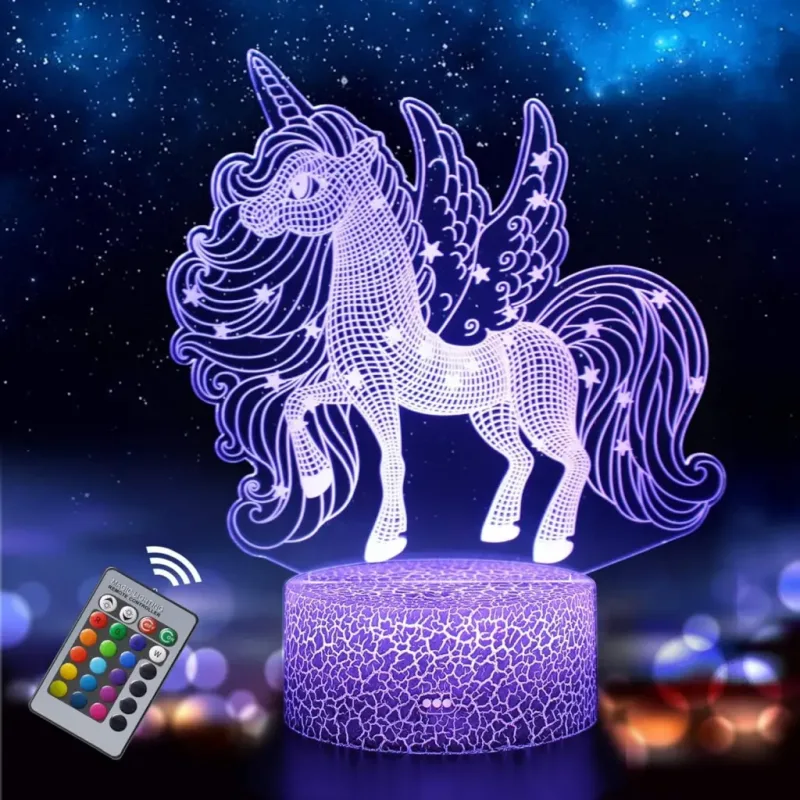 3Dmix 3DL-CLK050 – 3D LED nočná lampa - Jednorožec (Hodiny s budíkom)