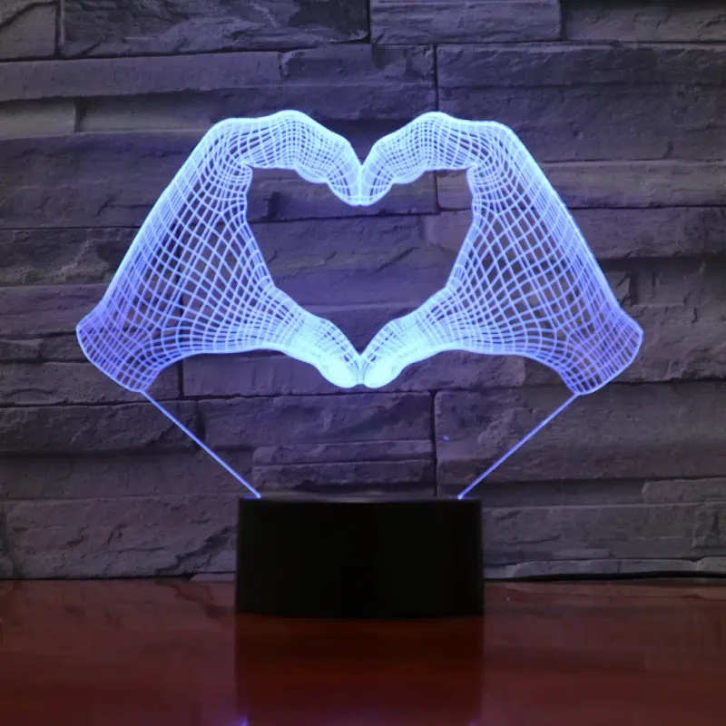 3Dmix 3DL-DRGB013 – 3D LED nočná lampa - Srdce z rúk (Dual RGB)