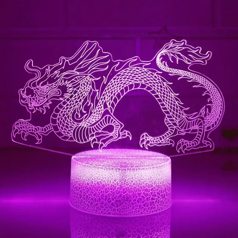 3Dmix 3DL-WD086 – 3D LED nočná lampa - Drak (Wood)