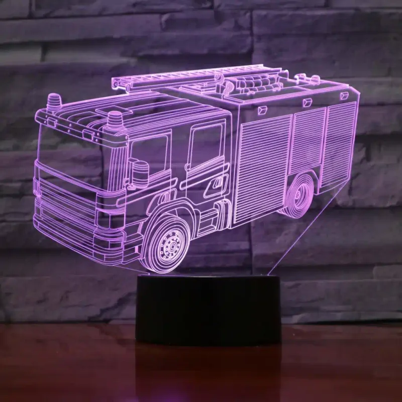 3Dmix 3DL-DFS055 – 3D LED nočná lampa - Hasičské auto (Aroma)