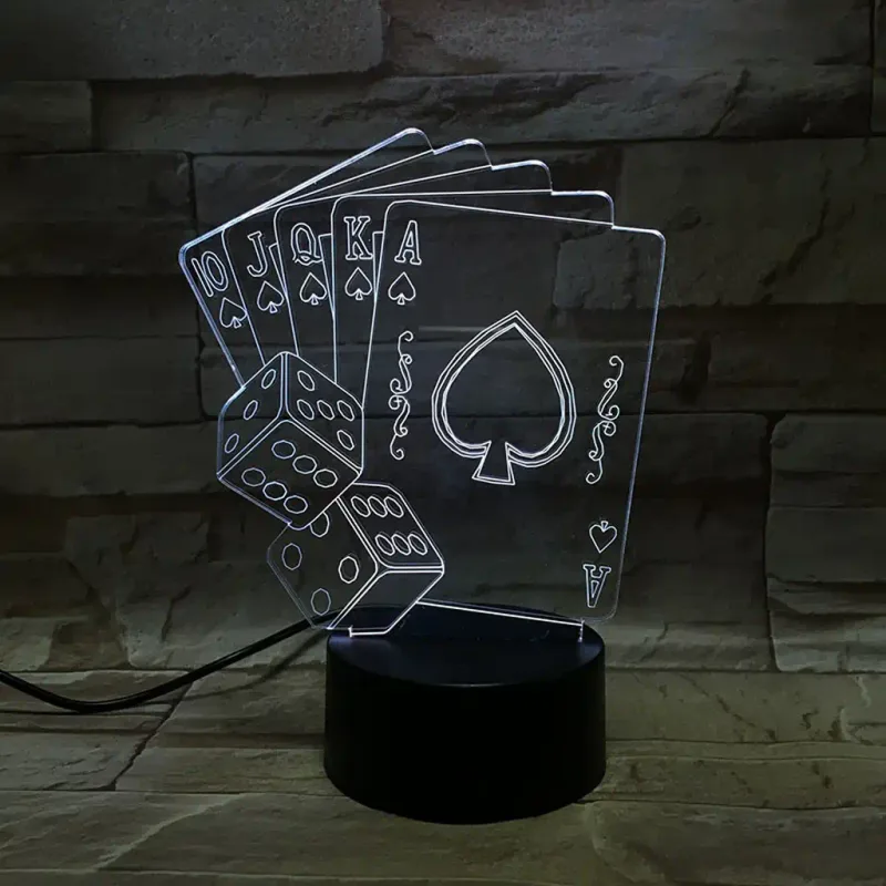 3Dmix 3DL-BTB019 – 3D LED nočná lampa - Poker (Karty a kocky) (Bluetooth reproduktor - farba biela)