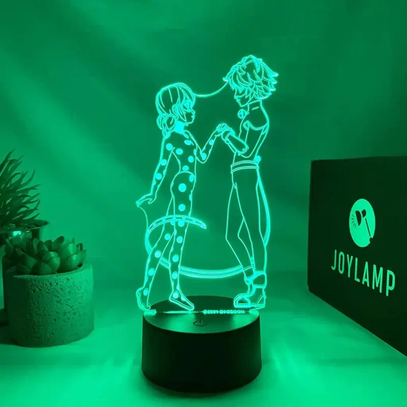 3Dmix 3DL-BTB063 – 3D LED nočná lampa - Kúzelná Lienka a Čierny Kocúr (Miraculous Ladybug) (Bluetooth reproduktor - farba biela)