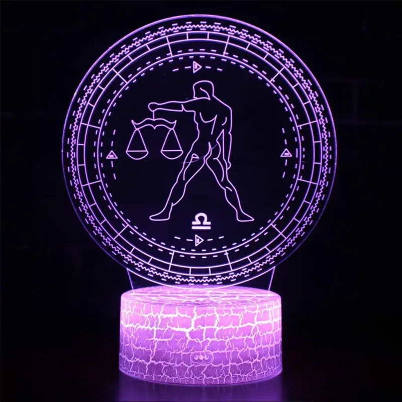3Dmix 3DL-CRK083 – 3D LED nočná lampa - znamenie zverokruku Váhy (Crack základňa)