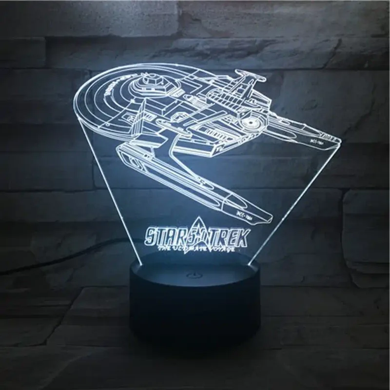3Dmix 3DL-WD012 – 3D LED nočná lampa - Star Trek (Wood)