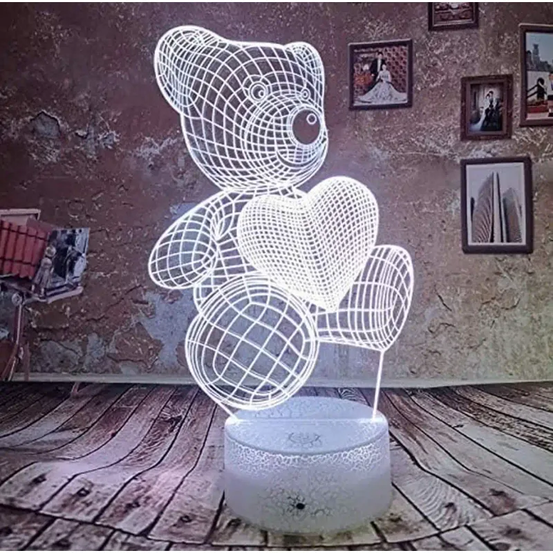 3Dmix 3DL-SMRT062 – 3D LED nočná lampa 3Dmix - Medvedík so srdcom (Smart)