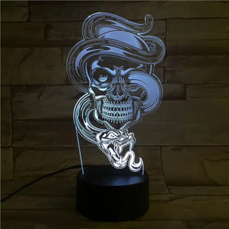 3Dmix 3DL-BSC030 – 3D LED nočná lampa - Lebka s hadom