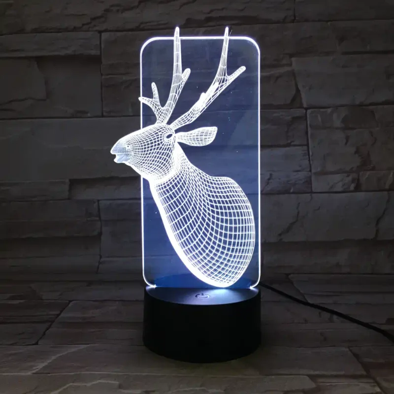 3Dmix 3DL-WD035 – 3D LED nočná lampa - Jeleň (Wood)