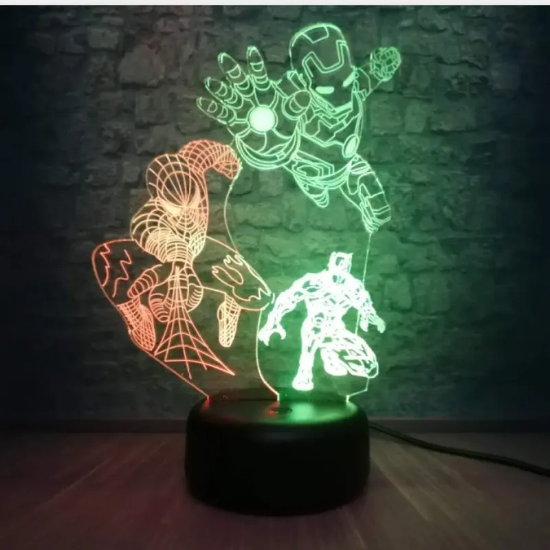 3Dmix 3DL-BTB051 – 3D LED nočná lampa - Avengers – Ironman, Spider-man, Batman (Bluetooth reproduktor - farba biela)
