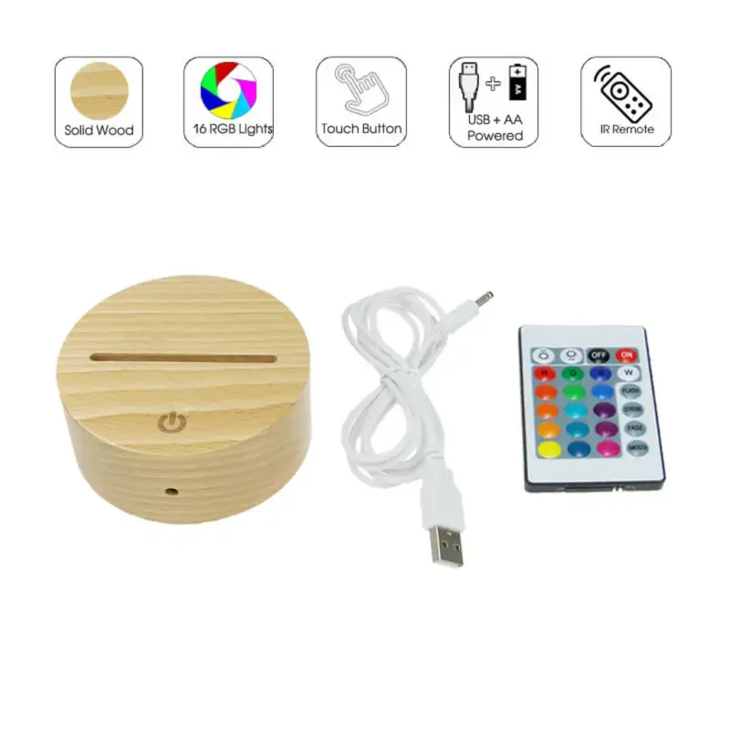 XSTRON TDL-WR1 - Základňa pre 3D LED nočnú lampu - Wood - exkluzívna drevená