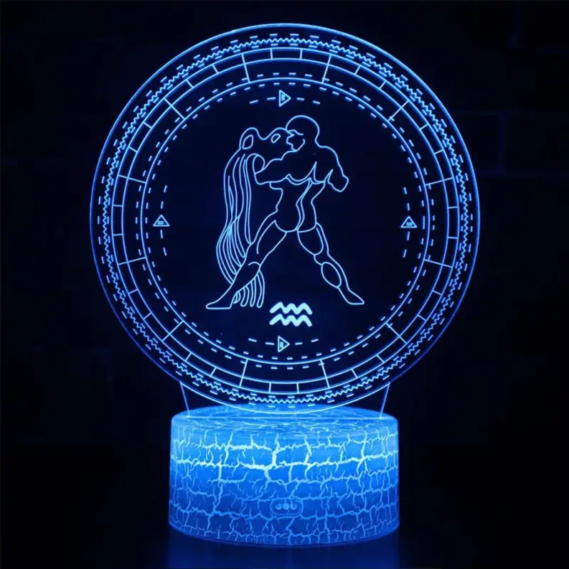 3Dmix 3DL-DRGB084 – 3D LED nočná lampa - znamenie zverokruku Vodnár (Dual RGB)