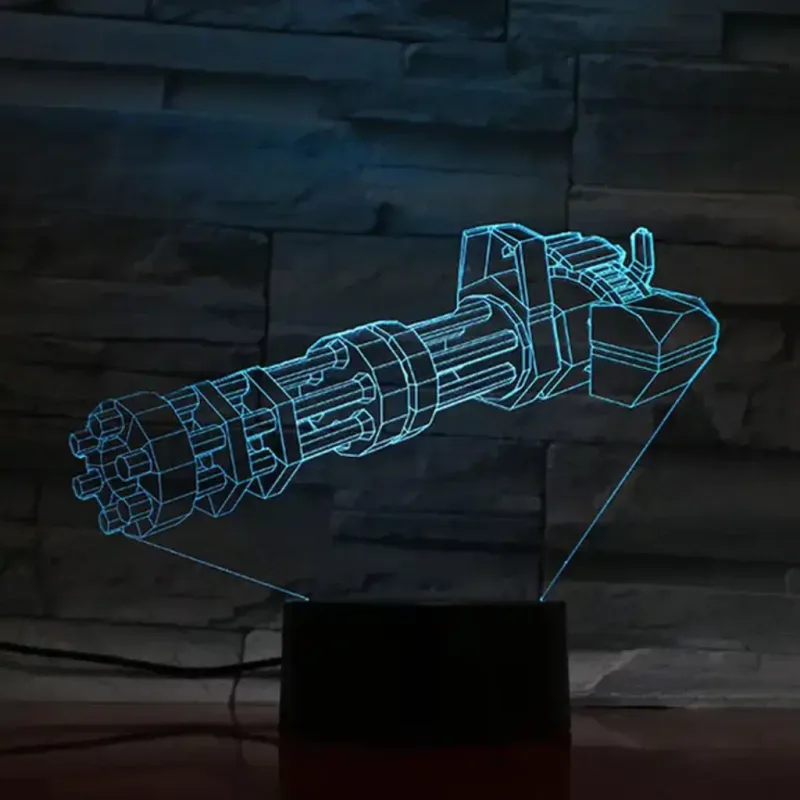 3Dmix 3DL-BTC026 – 3D LED nočná lampa - Minigun (Bluetooth reproduktor - farba čierna)