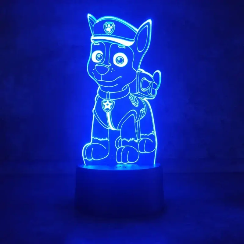 3Dmix 3DL-CLK061 – 3D LED nočná lampa - Labková patrola Chase (Hodiny s budíkom)
