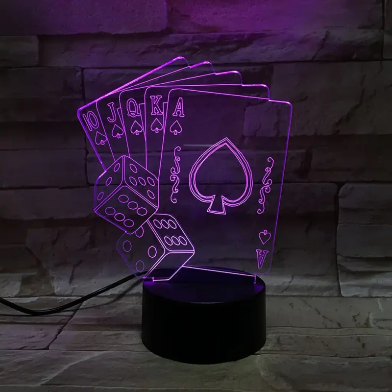 3Dmix 3DL-BTC019 – 3D LED nočná lampa - Poker (Karty a kocky) (Bluetooth reproduktor - farba čierna)