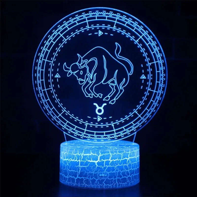 3Dmix 3DL-SL074 – 3D LED nočná lampa - znamenie zverokruku Býk (Solar)